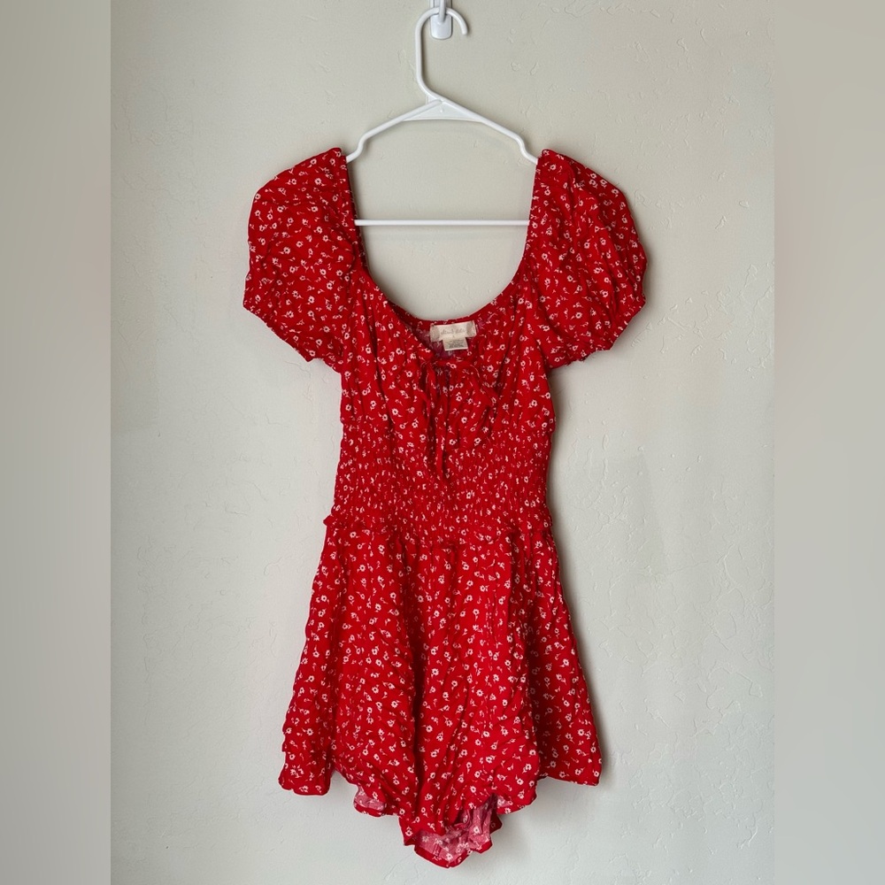 Red Floral Romper